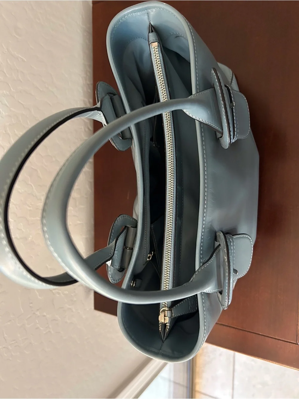 Vintage 90s Cole Han top handle bag Ice Blue